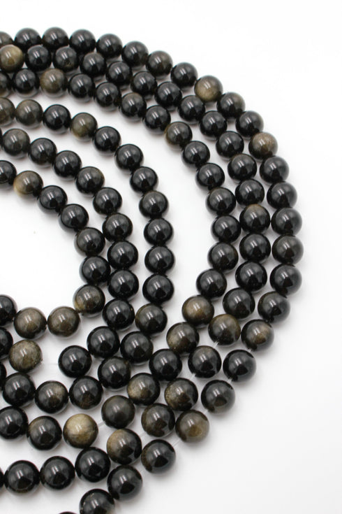 Golden Obsidian Gemstone Beads, 8mm, Round